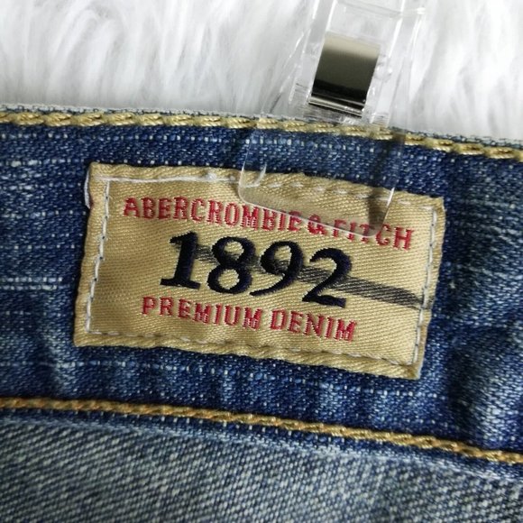 Vintage Abercrombie & Fitch Womens Jeans Flare Button Fly Blue Denim 12 - Picture 13 of 14